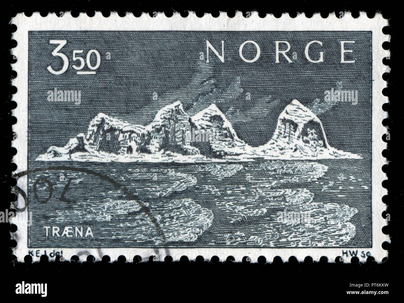Postmarked stamp from Norway issued in 1969 Stock Photo