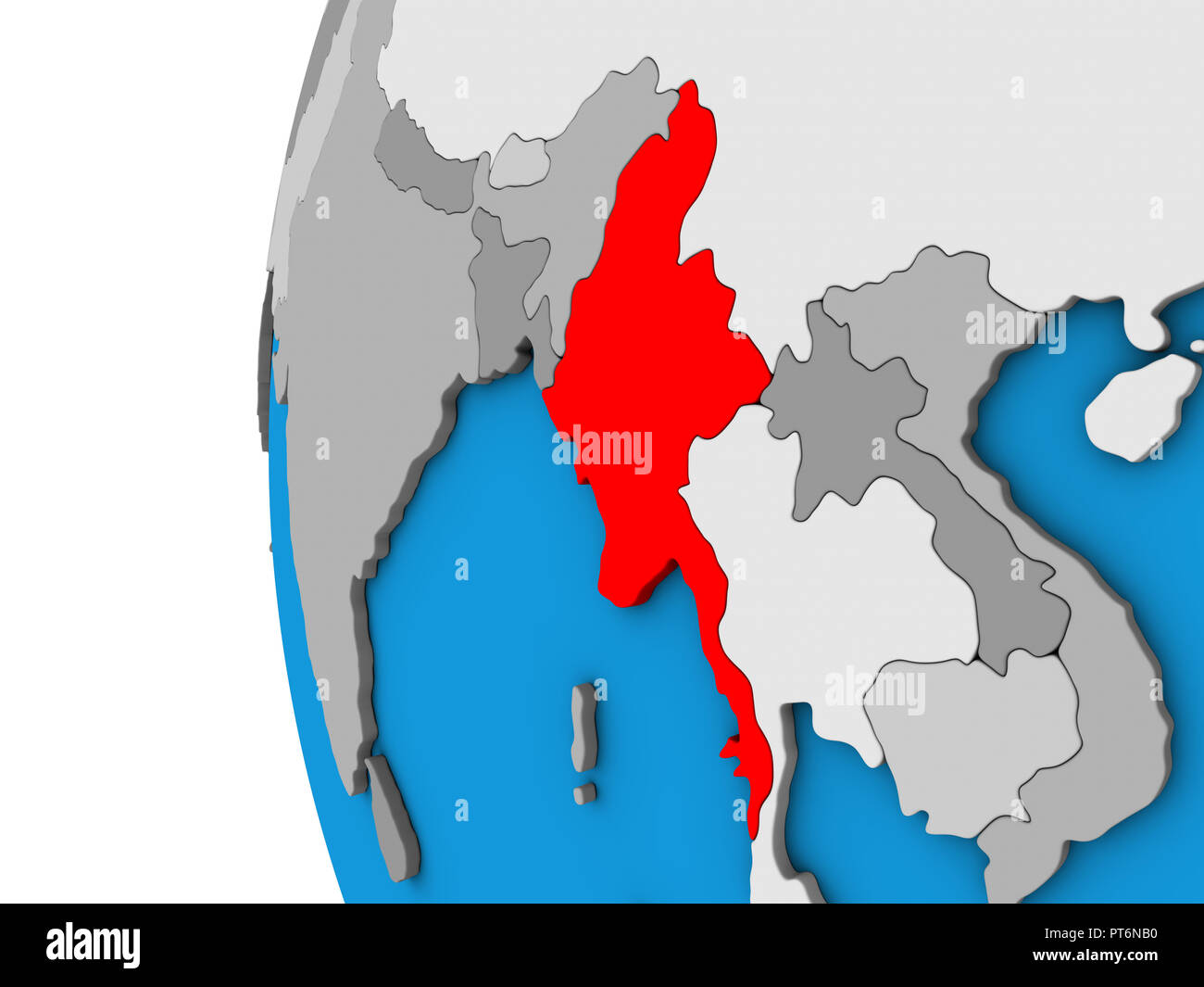 Myanmar on blue political 3D globe. 3D illustration Stock Photo - Alamy