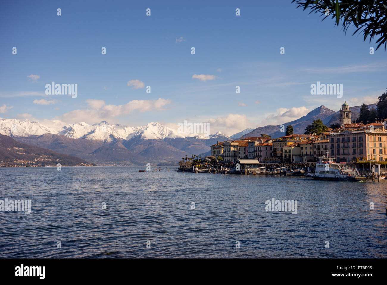 Europe, Italy, cityscape of Bellagio across lake Como Stock Photo