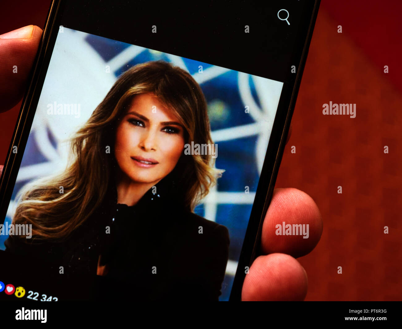 Portrait of First Lady Melania Trump on Facebook account seen displayed on  a smart phone Stock Photo - Alamy