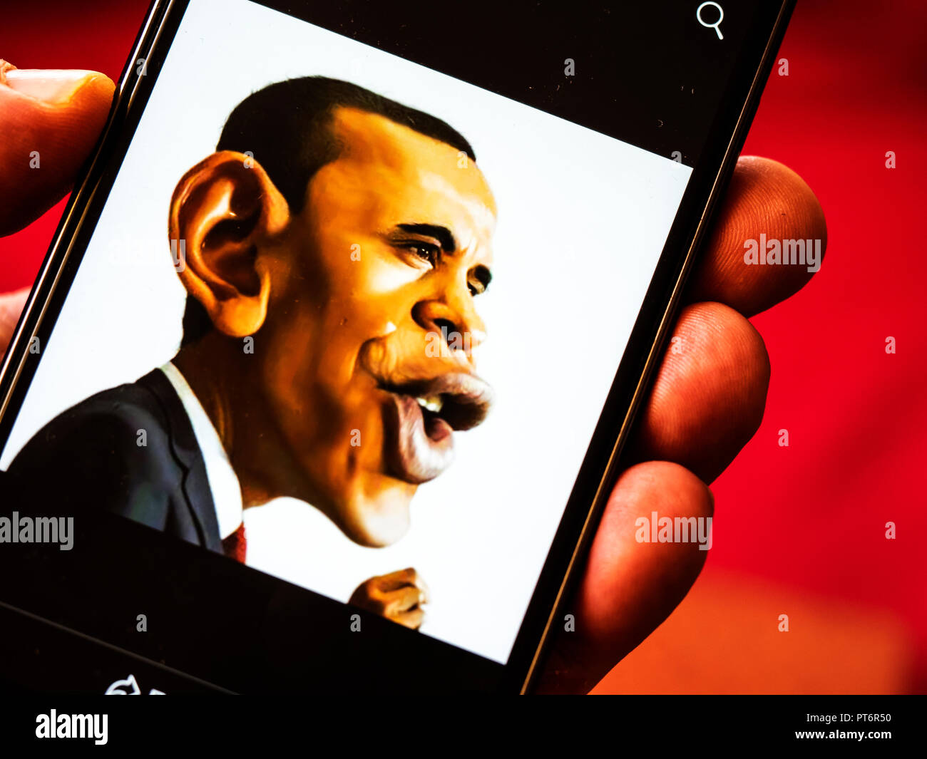 Funny Portrait of President Barack Obama on Facebook account seen displayed  on a smart phone Stock Photo - Alamy