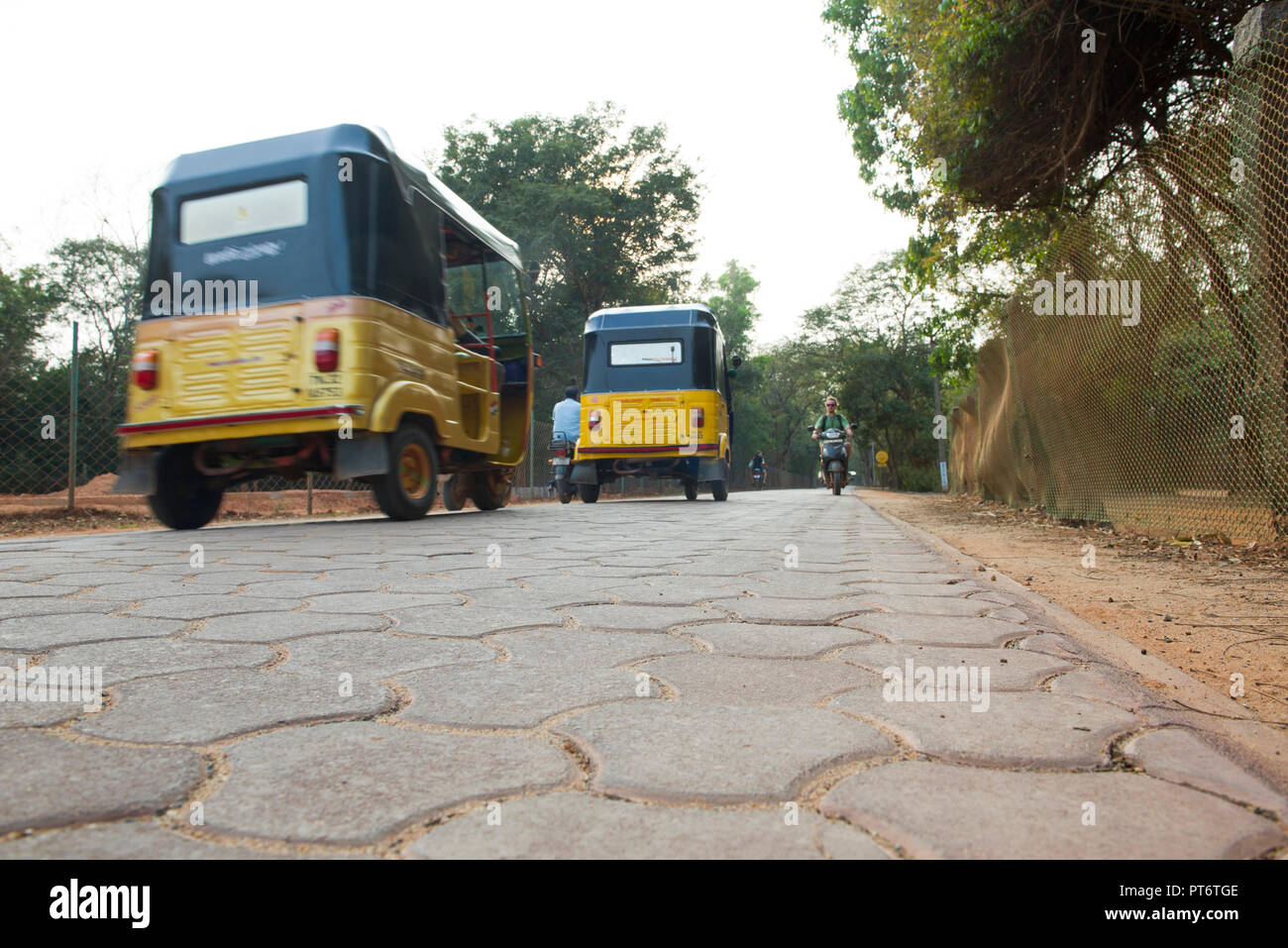 AUROVILLE, INDIA - Auroville road in the center of the city Stock Photo