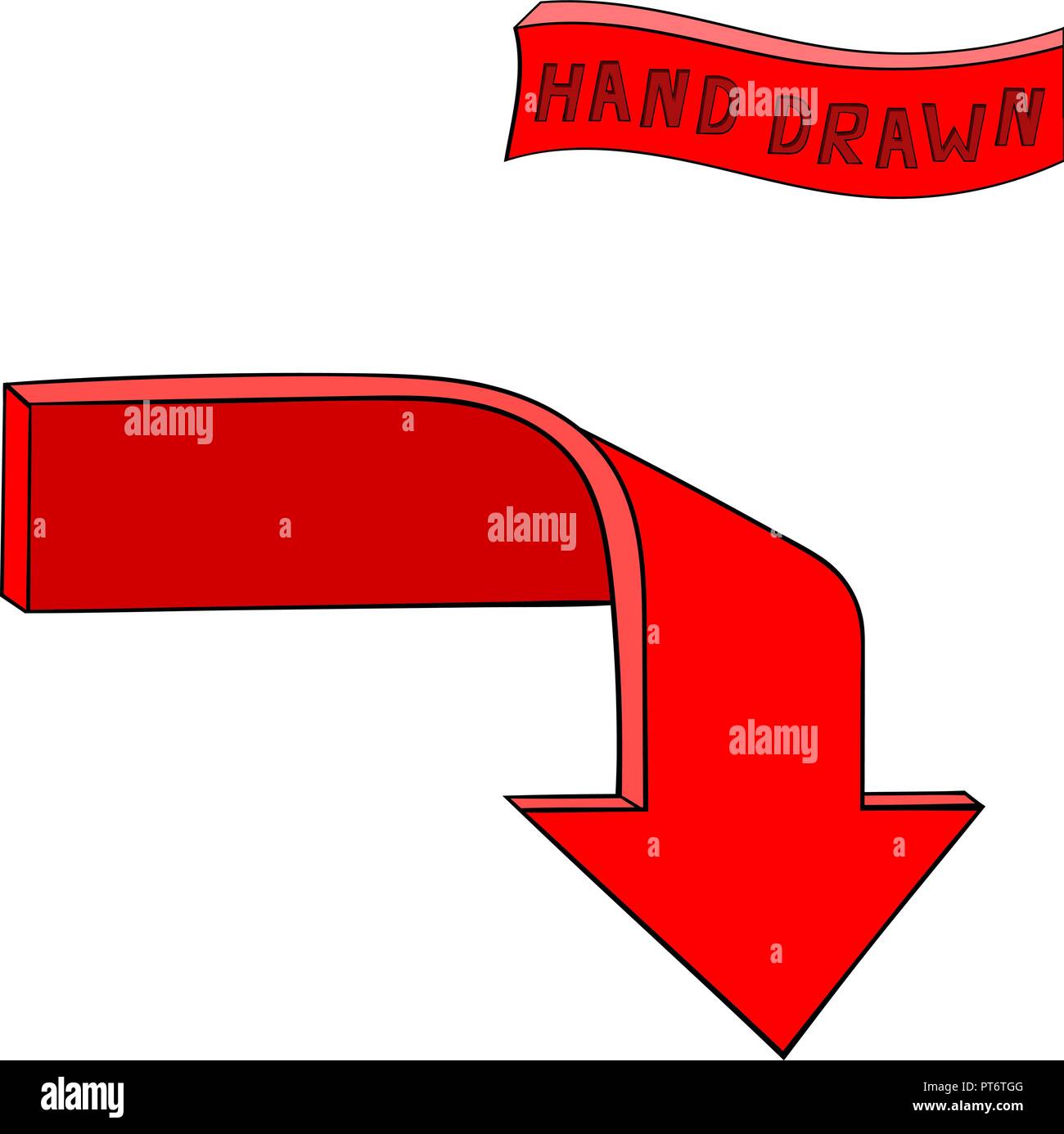 Red arrow. Down sign. Hand drawn sketch Stock Vector Image & Art - Alamy