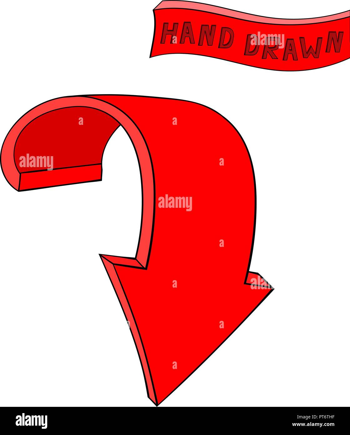 Arrow. Red Down sign. Hand drawn sketch Stock Vector Image & Art - Alamy