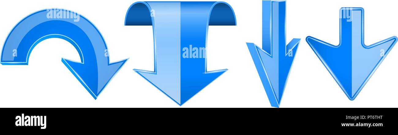 Blue arrows set. 3d web DOWN icons Stock Vector Image & Art - Alamy