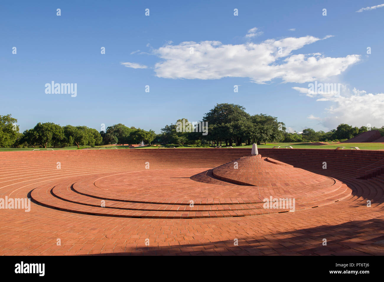 AUROVILLE, INDIA - September 2018: The amphitheatre in the Matrimandir Gardens Stock Photo