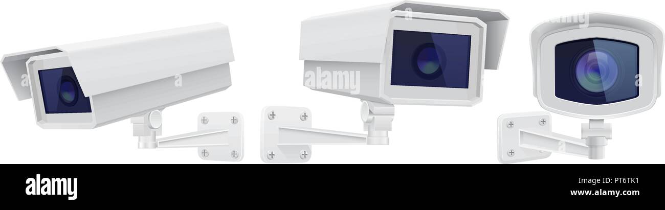 CCTV camera. Security surveillance devices set Stock Vector