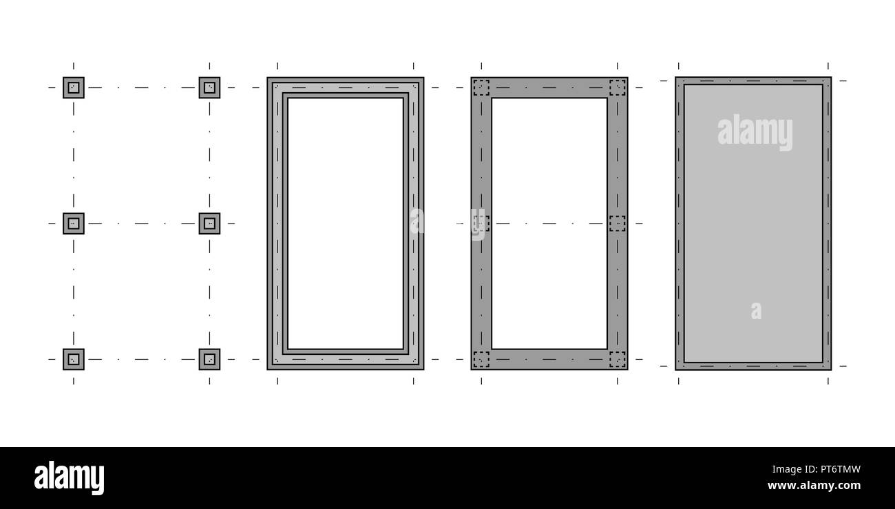 Blueprint image pad, pile, strip and raft foundation. Vector illustration Stock Vector