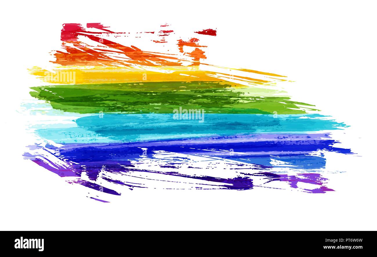Grunge watercolor imitation lines in rainbow colors. Gay pride symbol. LGBT community background concept. Stock Vector