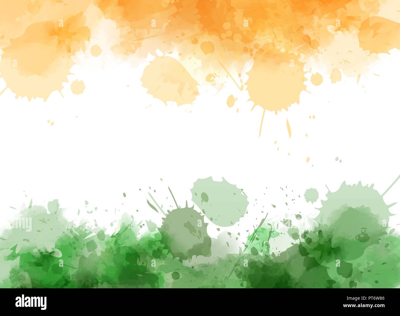 Abstract watercolor splashes in India flag colors.  Conceptual background for India  national holidays. Stock Vector
