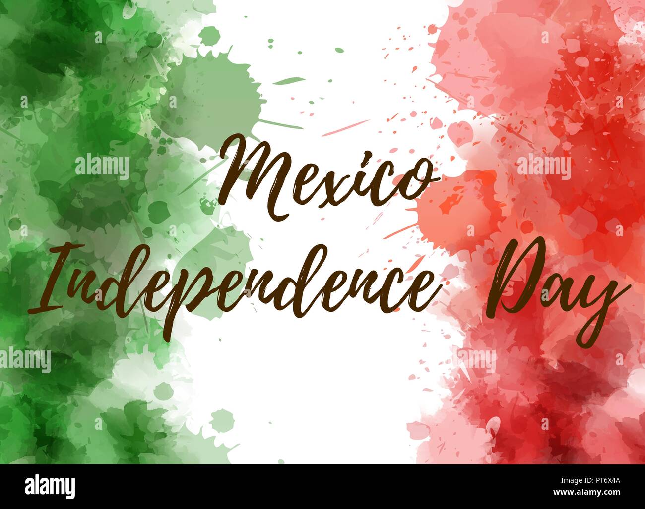 Mexico Independence day background with watercolor grunge design. Independence day concept background. Abstract watercolor splashes in Mexico flag col Stock Vector