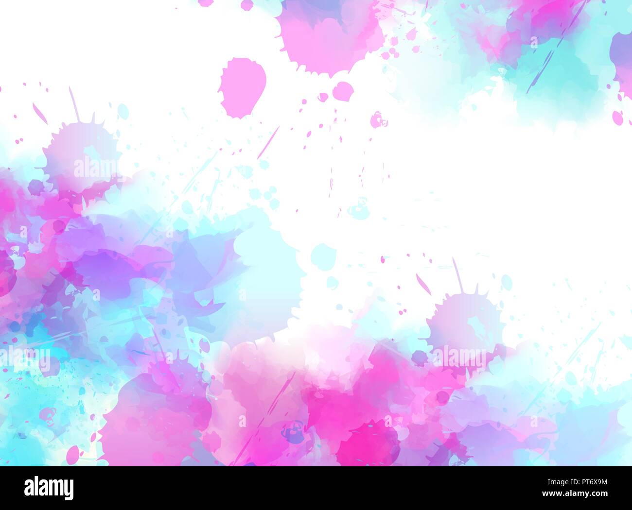Background with colorful watercolor imitation splash blots frame. Template for your designs. Stock Vector