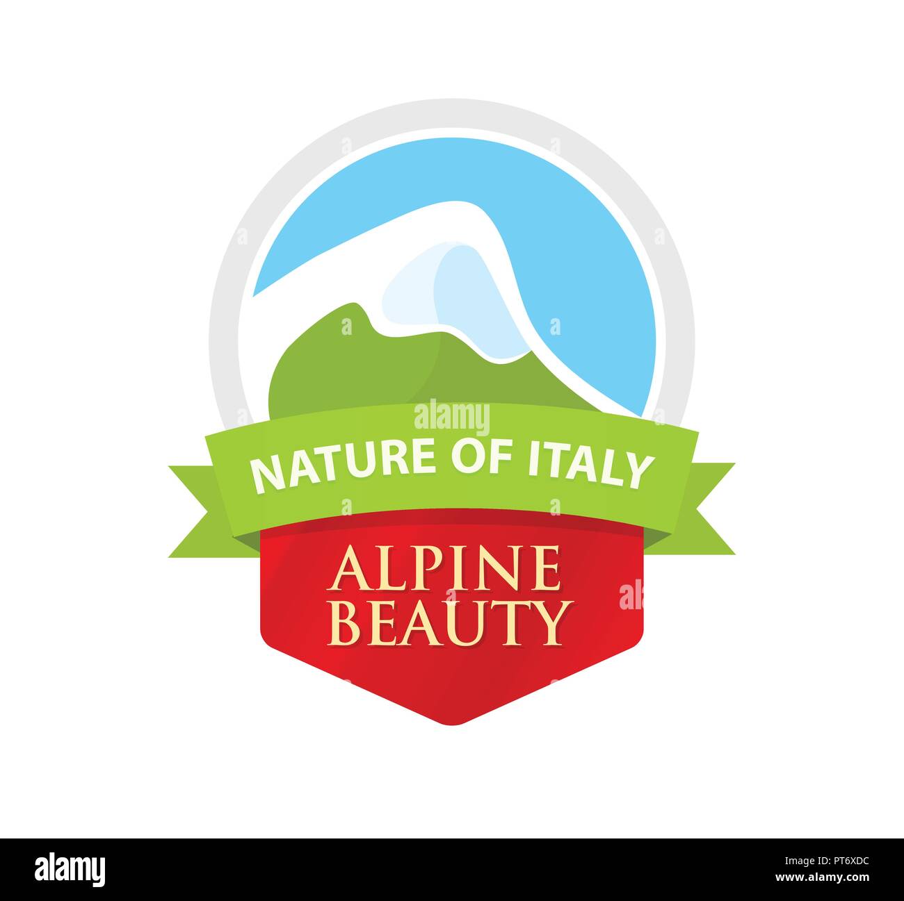 Vector Logo with Illustration of Alpine Mountain Stock Vector