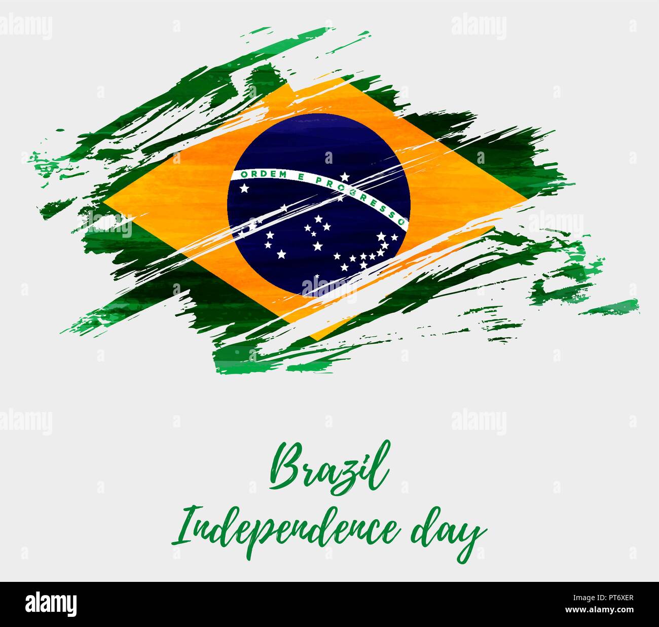 Brazil Independence day background. Abstract grunge brushed watercolor flag of Brazil. national holiday template background. Stock Vector