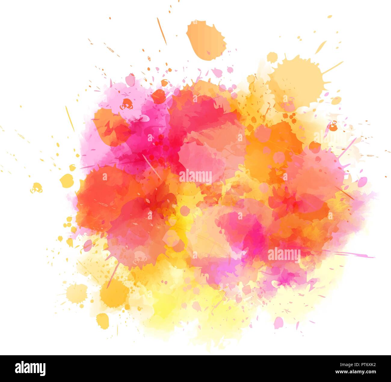 Multicolored watercolor imitation splash blot in yellow and pink colors. Stock Vector