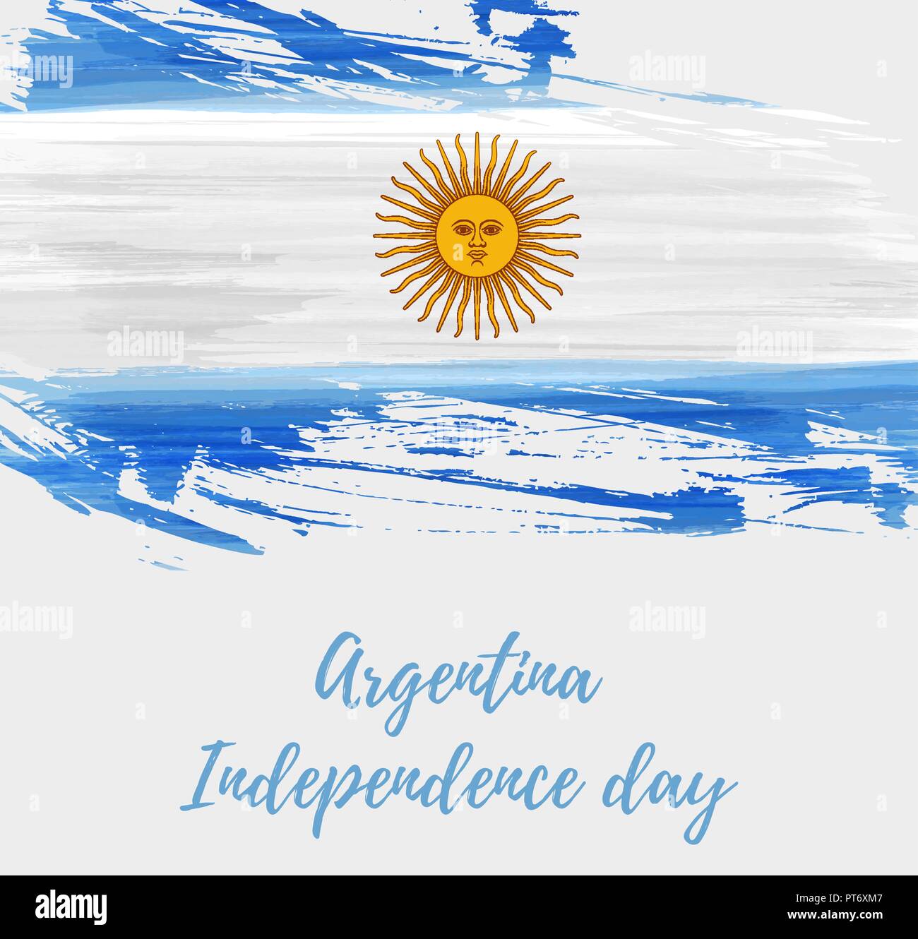 Argentina Independence day holiday background. Abstract grunge watercolor flag of Argentine Republic. Template for national holiday poster, banner, fl Stock Vector
