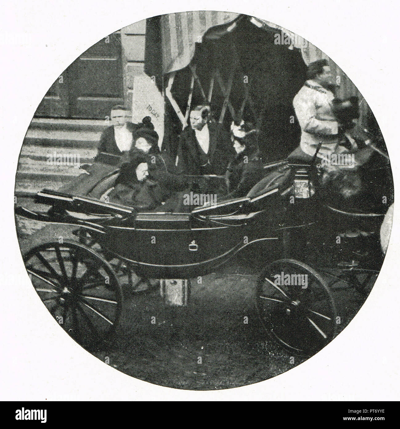 The last photograph of Queen Victoria, visiting the Irish Industries Exhibition, Windsor Town Hall, 13 December 1900 Stock Photo