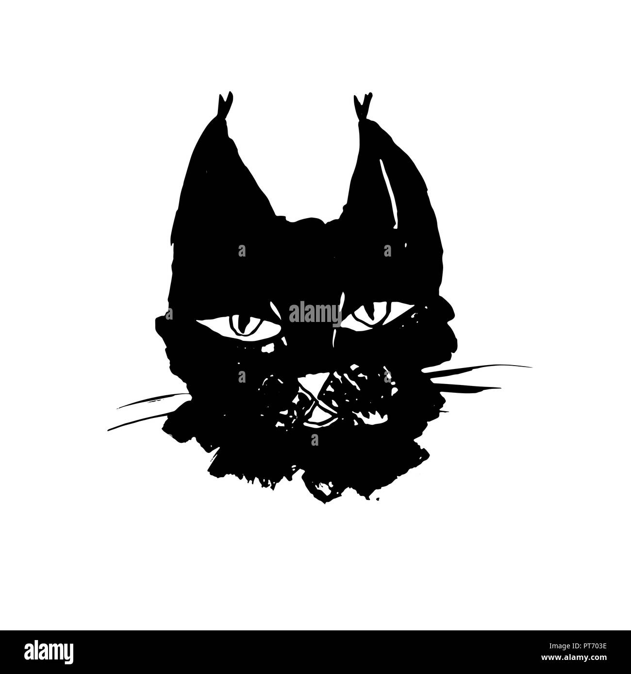 Lynx head vector. Modern ink brush drawing animal head. Vector illustration Stock Vector Image