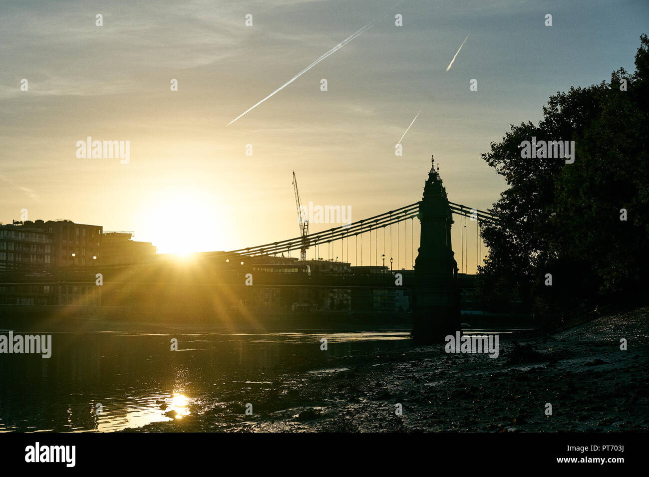 Hammersmith bridge sunrise Stock Photo