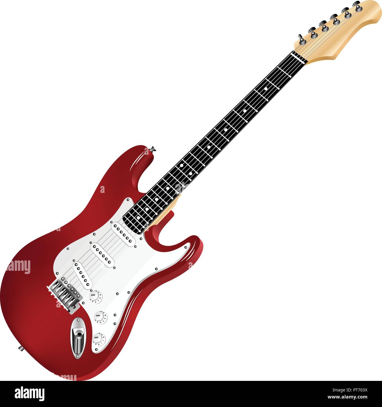 Red electric guitar, classic. Stock Vector