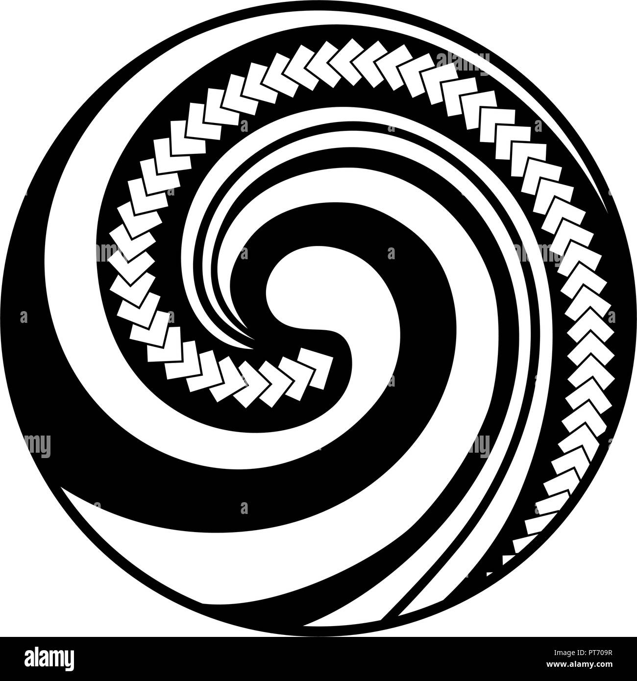 Koru. Maori symbol is a spiral shape based on silver fern frond Stock Vector