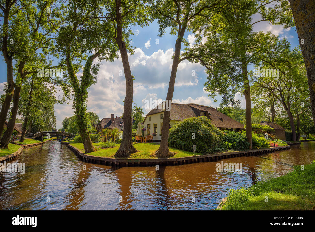 Typical dutch village of Giethoorn in Netherlands Stock Photo