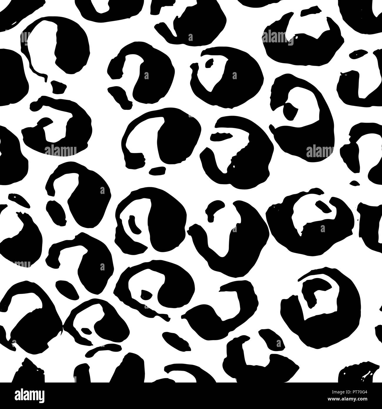 Seamless black and white leopard pattern. Animal skin grunge texture ...