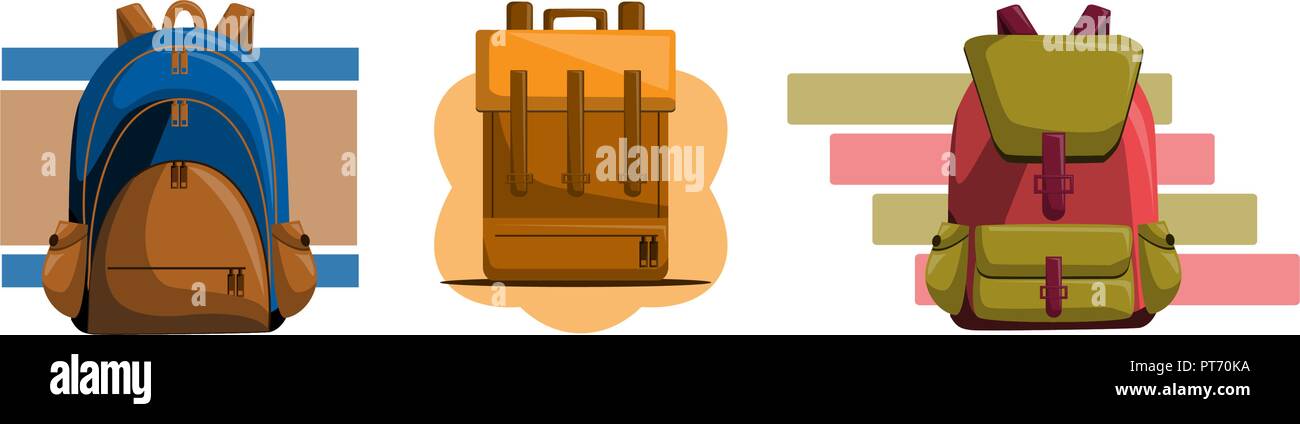 Bag Back to School Vector Set Stock Vector