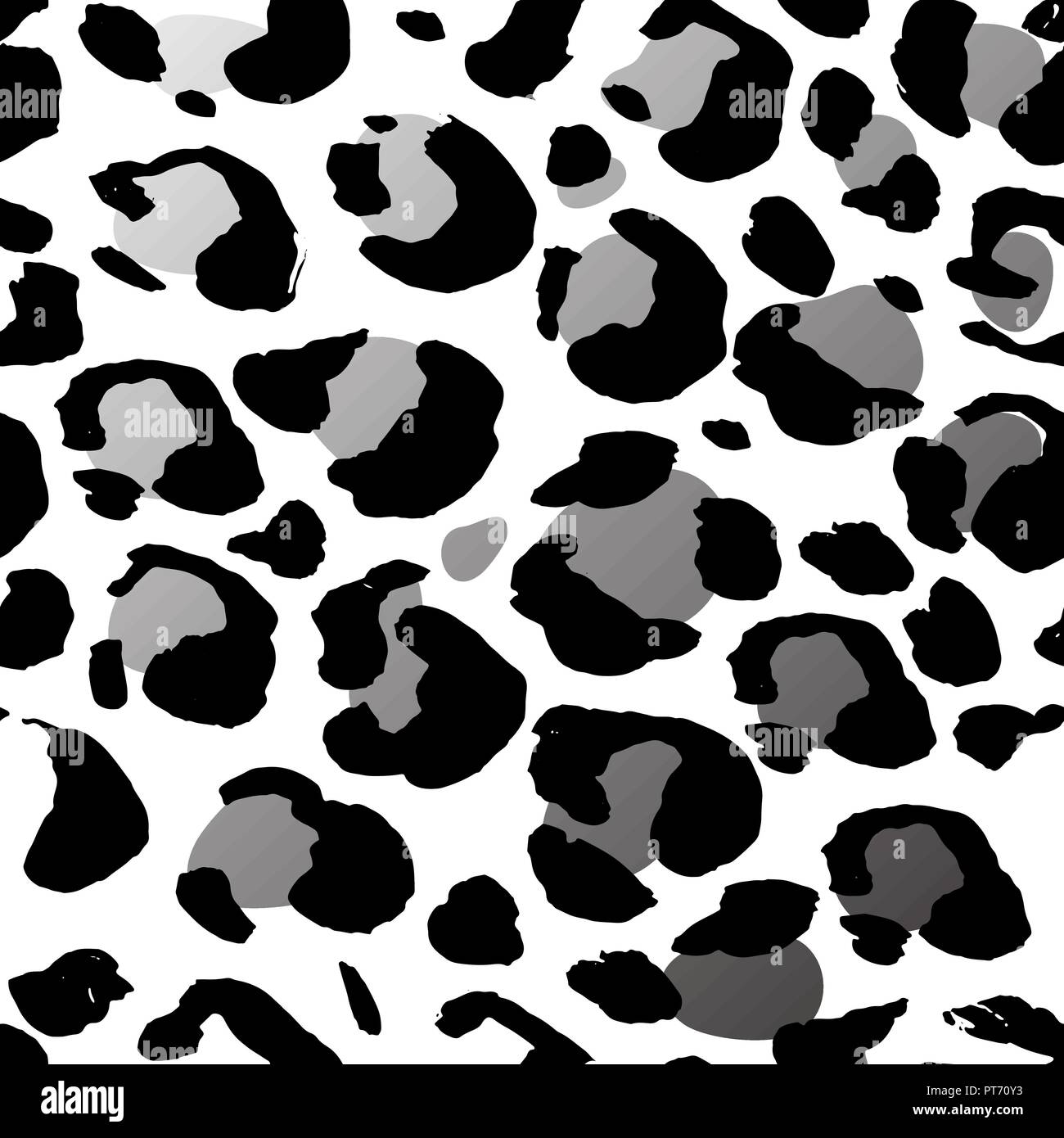 Seamless gray leopard pattern. Animal skin grunge texture. Vector illustration. Stock Vector