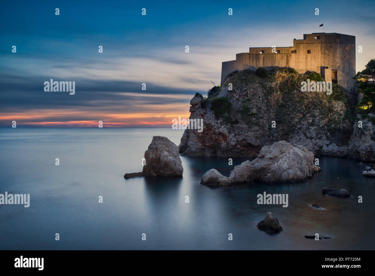 Photo of the Dubrovnik Castle at the sunset time Stock Photo
