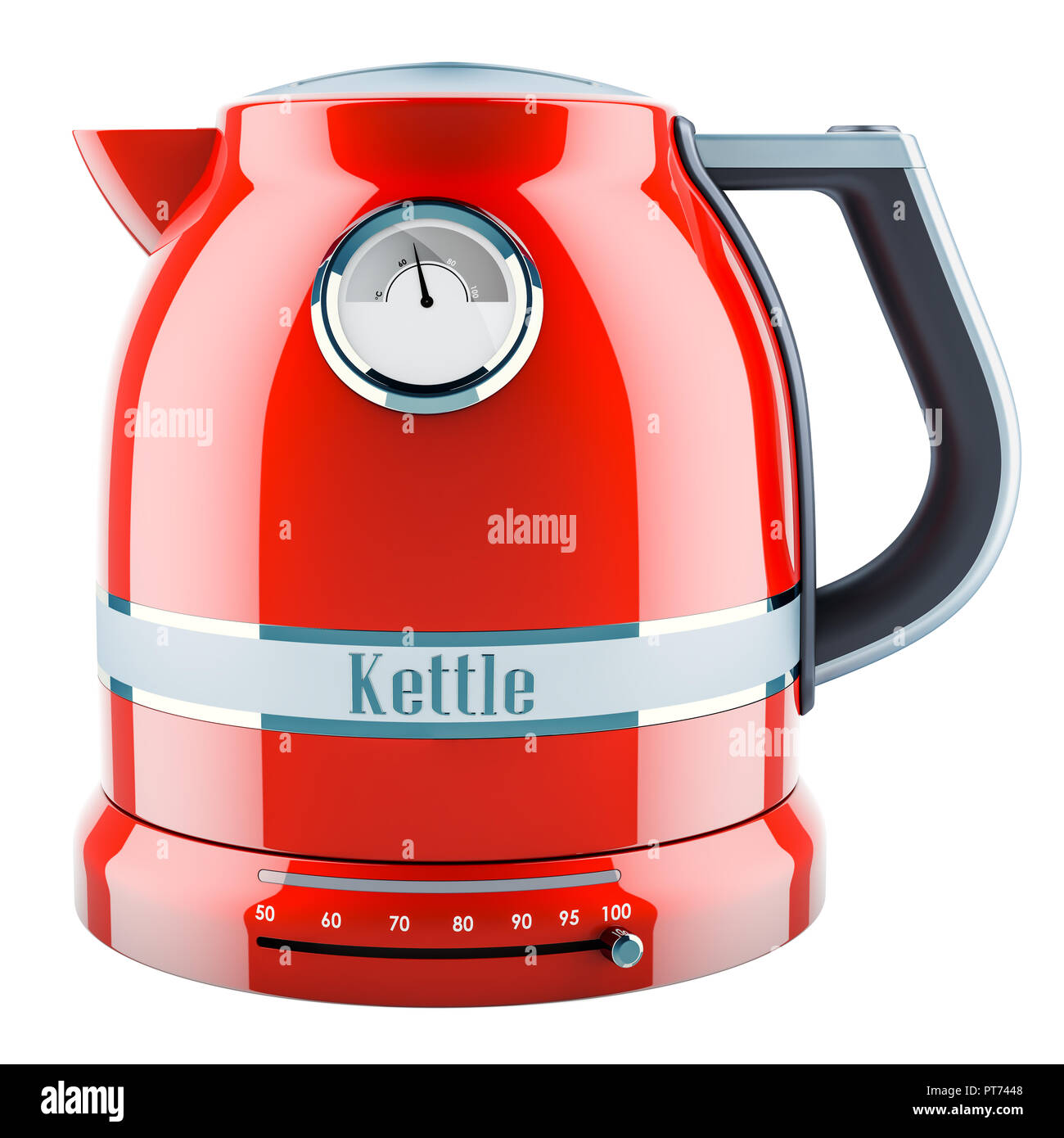 Red Stainless Electric Tea Kettle Retro Design 3d Rendering Isolated On White Background Stock Photo Alamy