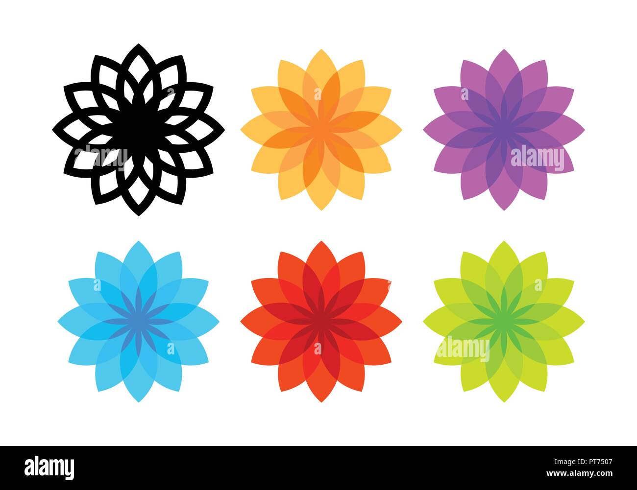 Colorful Flowers isolated on white background Stock Vector