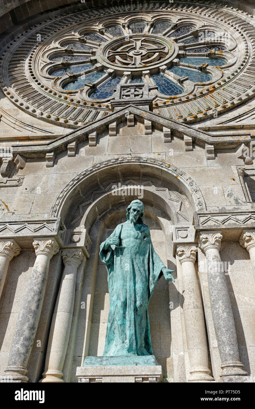 Christ of the Basilica of Santa Luzia facade in Viana Castle, near Porto in Portugal Stock Photo