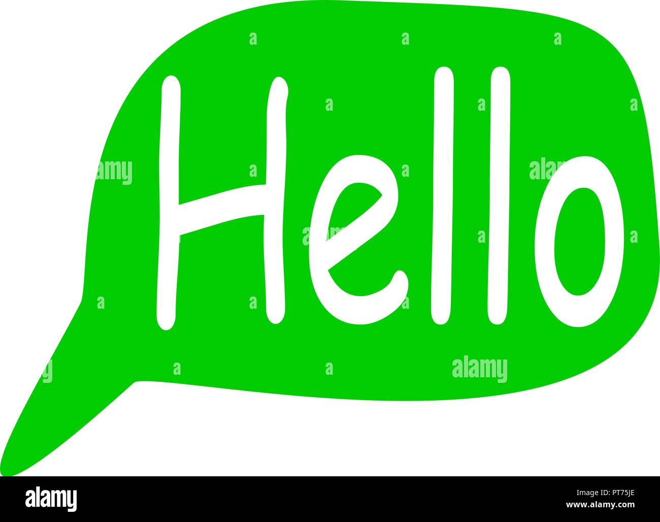 a simple Hello Speech Bubble for multiple uses. it can be used in meetings, powerpoint and other ways of presentations. the chilling green show modern Stock Vector