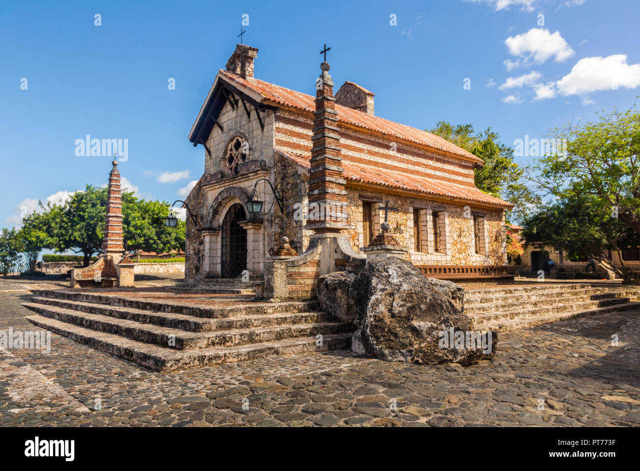 The church of St Stanislaus, Altos de Chavon, Dominican Republic Stock