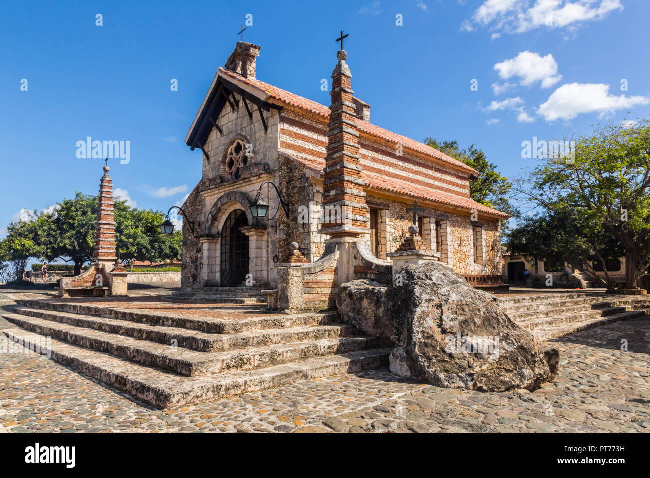 The church of St Stanislaus, Altos de Chavon, Dominican Republic Stock