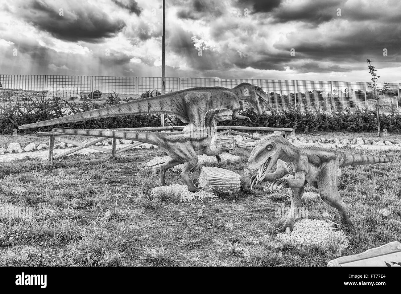 SAN MARCO IN LAMIS, ITALY - JUNE 9: Dinosaurs featured in the Dino Park in San Marco in Lamis, small town in southern Italy, June 9, 2018 Stock Photo