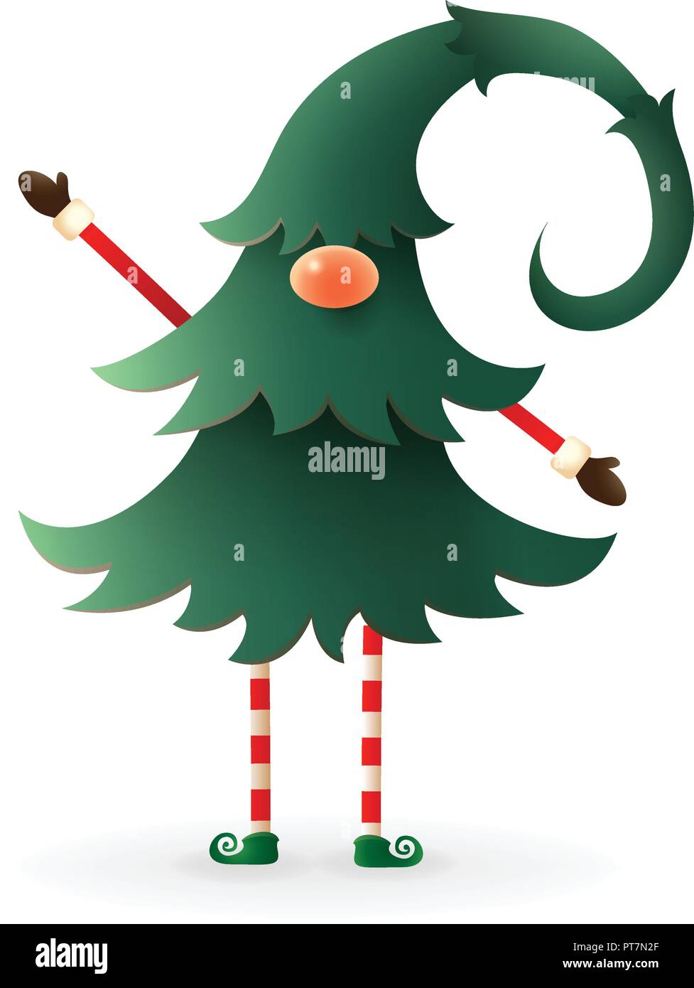 Gnome hidden in Christmas tree - isolated on transparet background Stock Vector