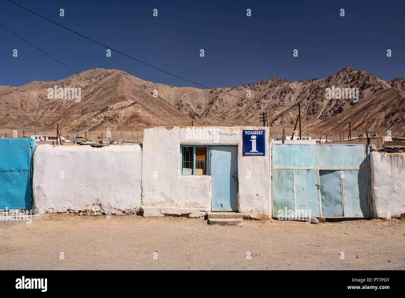 The tourist information office in Murghab, the Pamir Mountains, Gorno-Badakhshan Autonomous Region, Tajikistan. Stock Photo