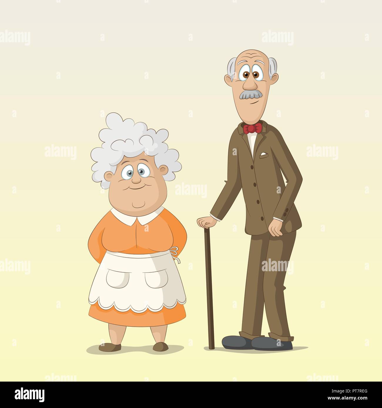 Cute grandparents, grandma and grandpa, vector illustration Stock Vector