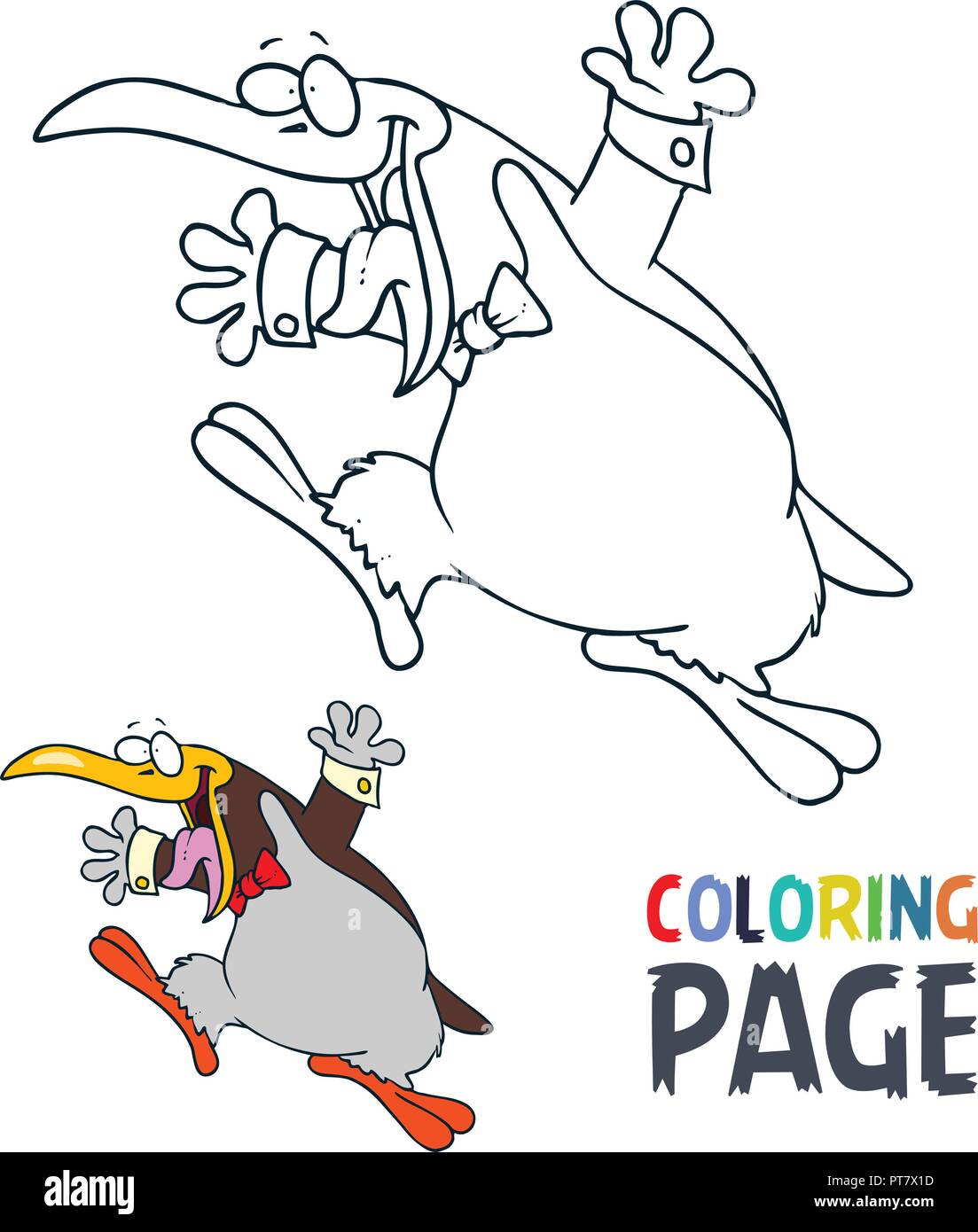 Penguin cartoon coloring page Stock Vector