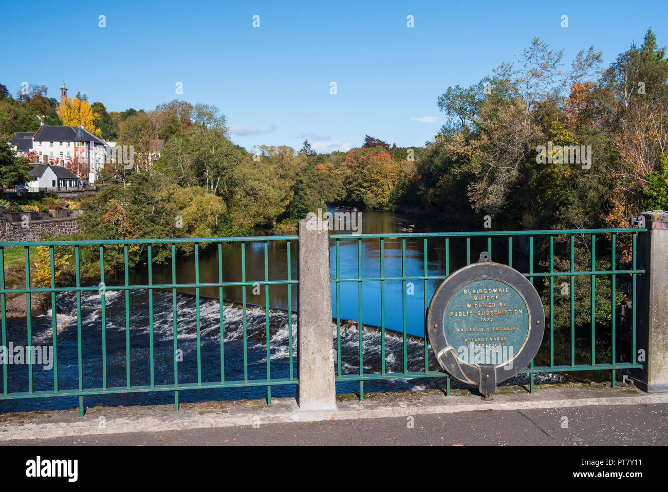 View of the River Ericht from Blairgowrie Bridge, Blairgowrie, Perthshire, Scotland. Stock Photo