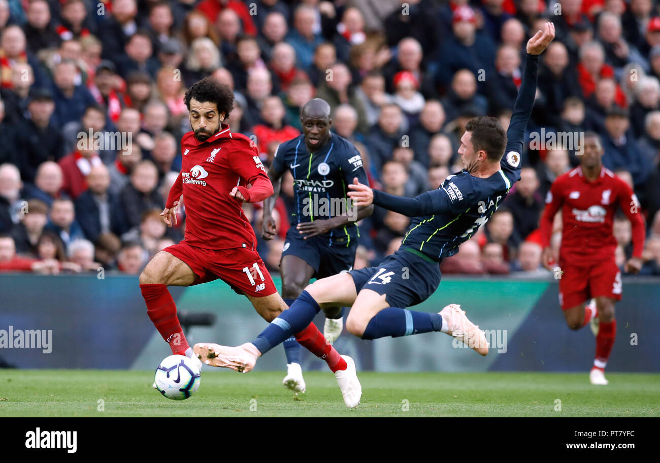 Liverpool's Mohamed Salah (left) and Manchester City's Aymeric Laporte(02)