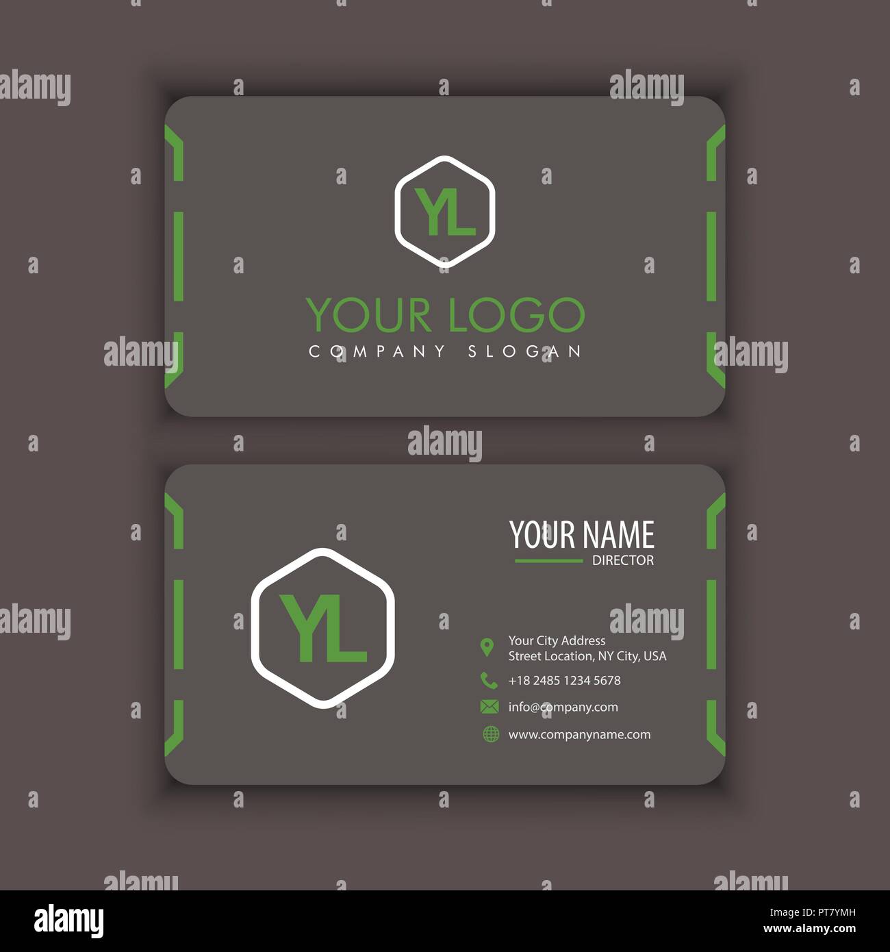 Vector Modern Creative and Clean Business Card Template with green ...