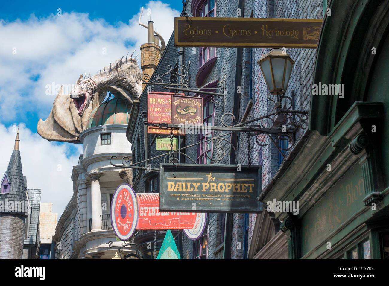 Diagon Alley area of Universal Studios Florida theme park in Orlando, Florida. Stock Photo