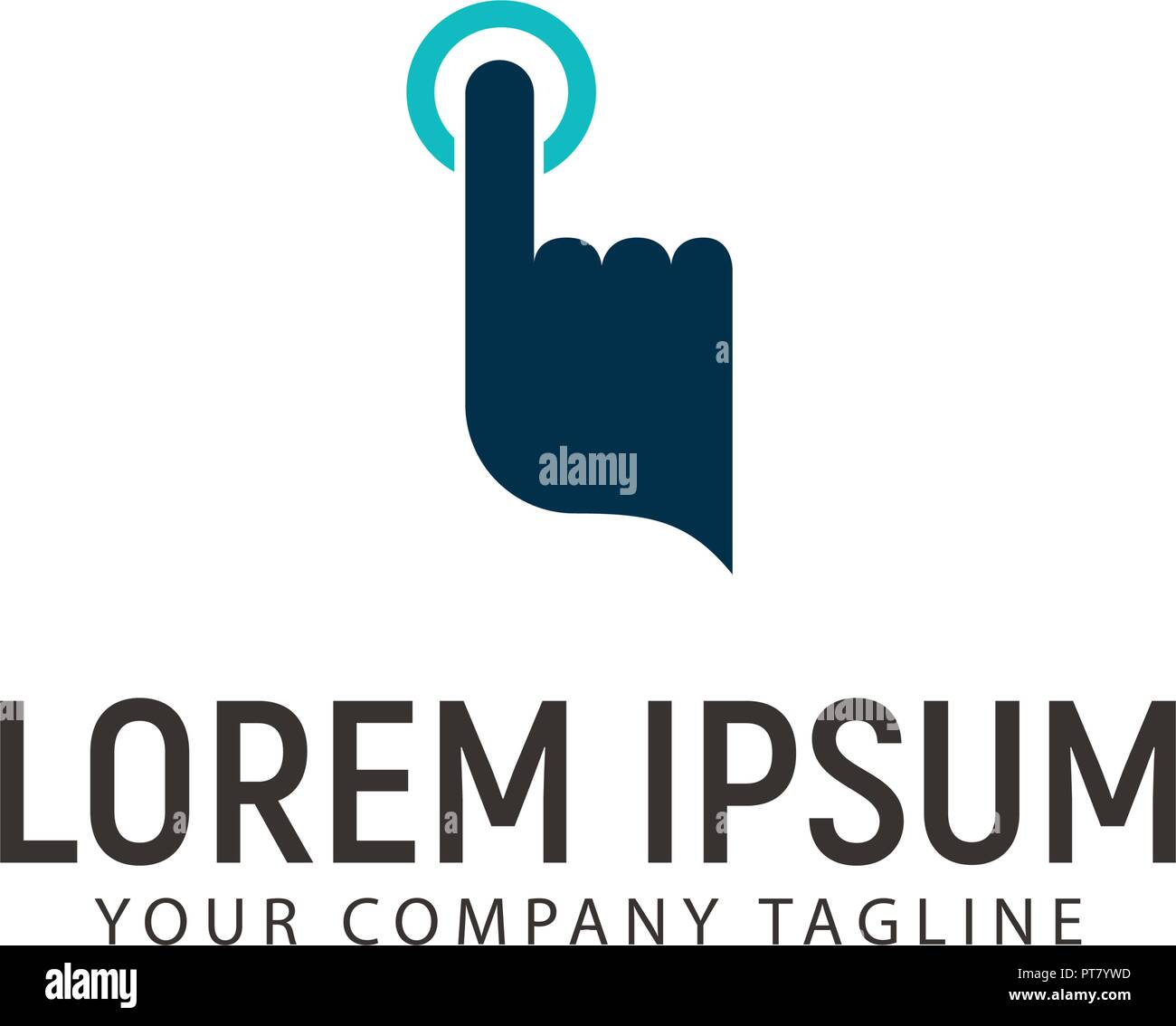 Touch finger Technology logo design concept template Stock Vector