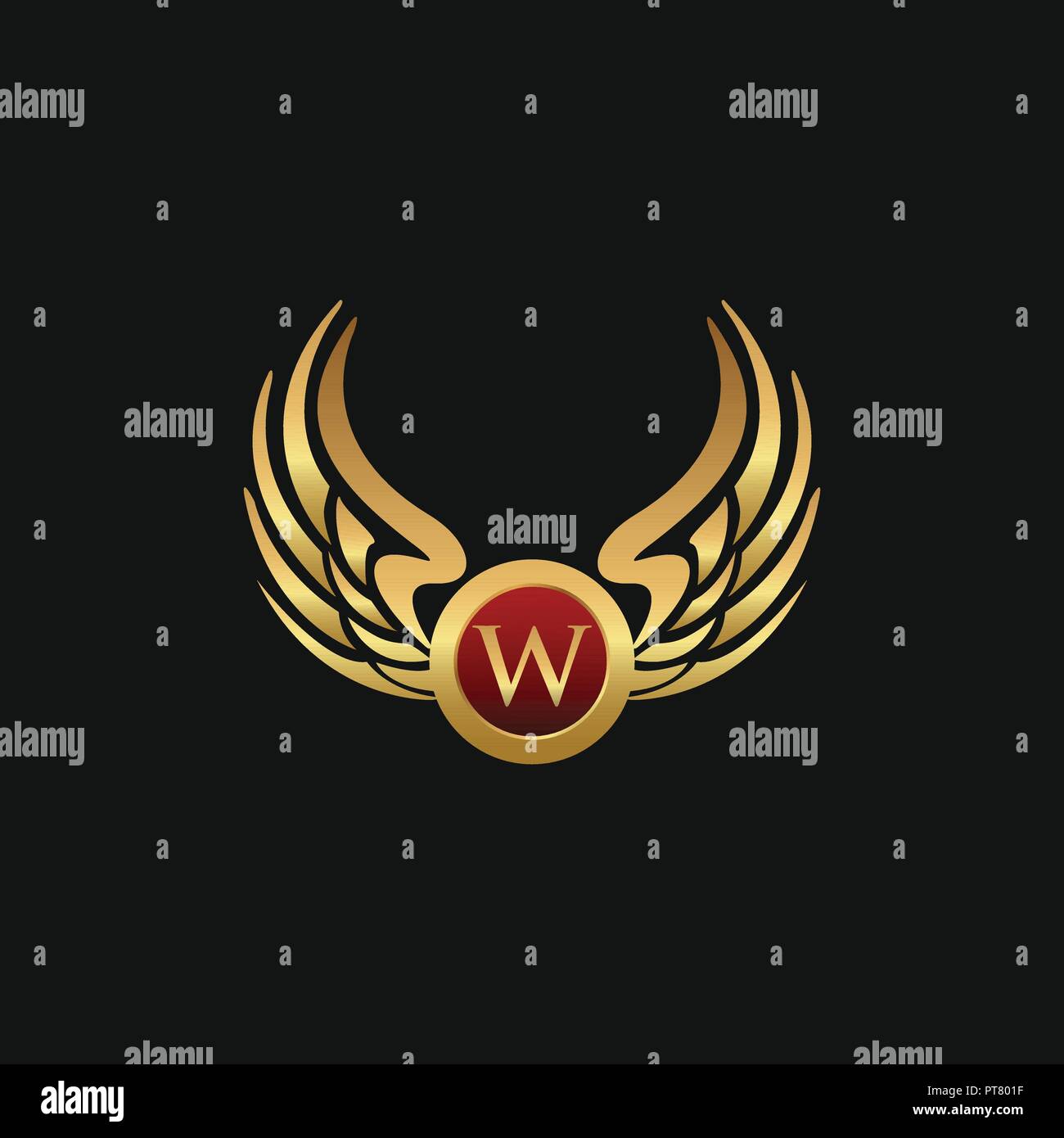 Luxury Letter W Emblem Wings logo design concept template Stock Vector