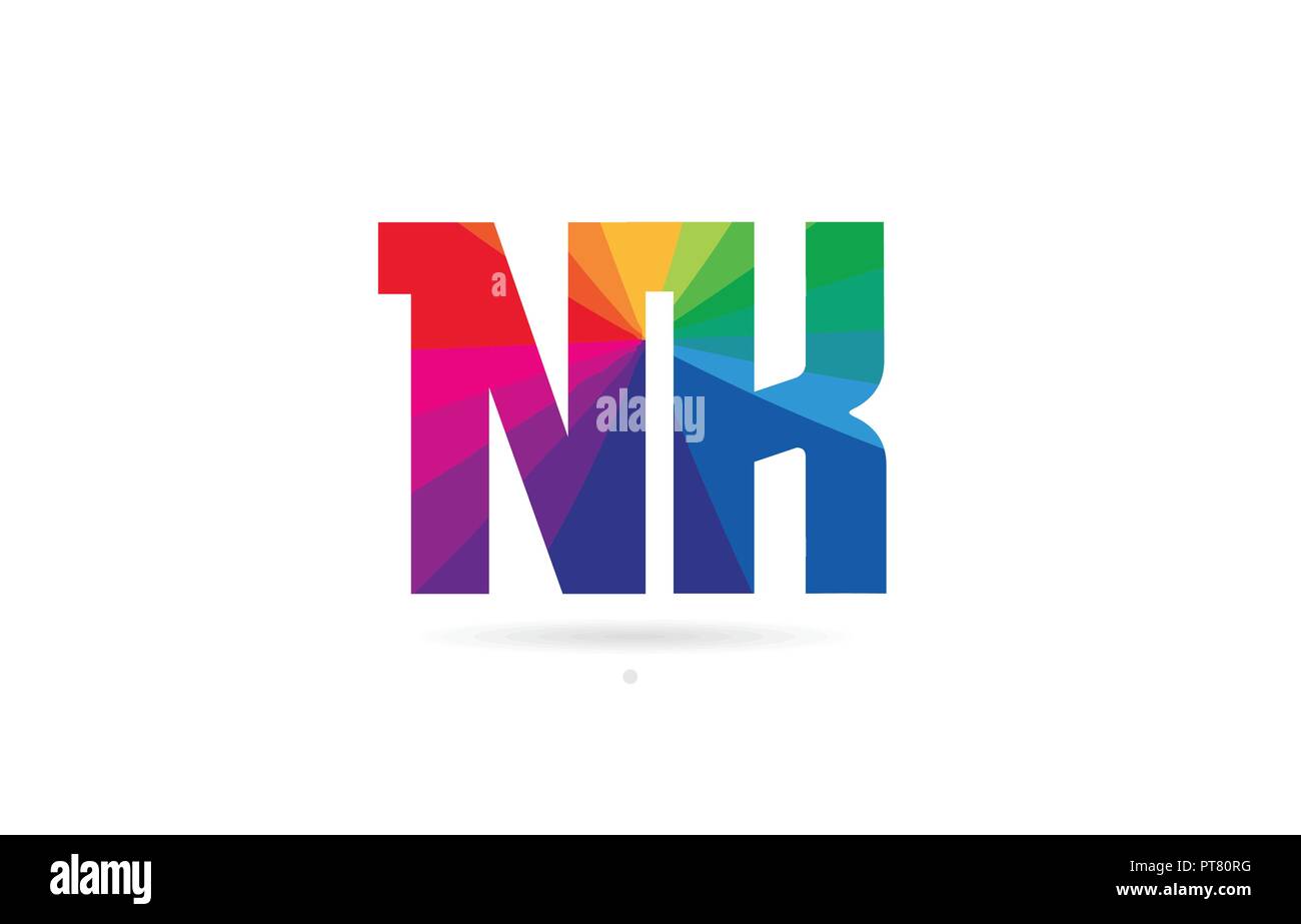 alphabet letter nk n k logo combination design with rainbow colors suitable for a company or business Stock Vector