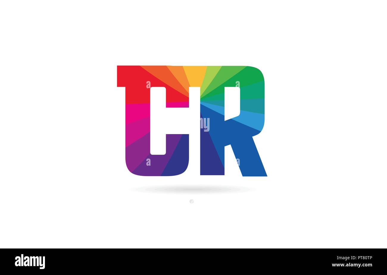 alphabet letter cr c r logo combination design with rainbow colors suitable for a company or business Stock Vector