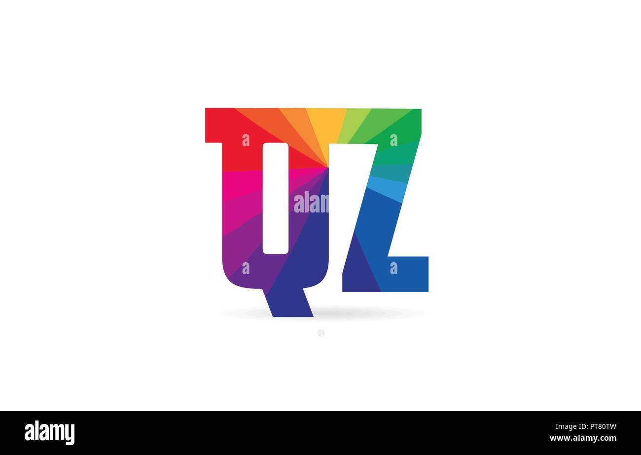 alphabet letter qz q z logo combination design with rainbow colors suitable for a company or business Stock Vector